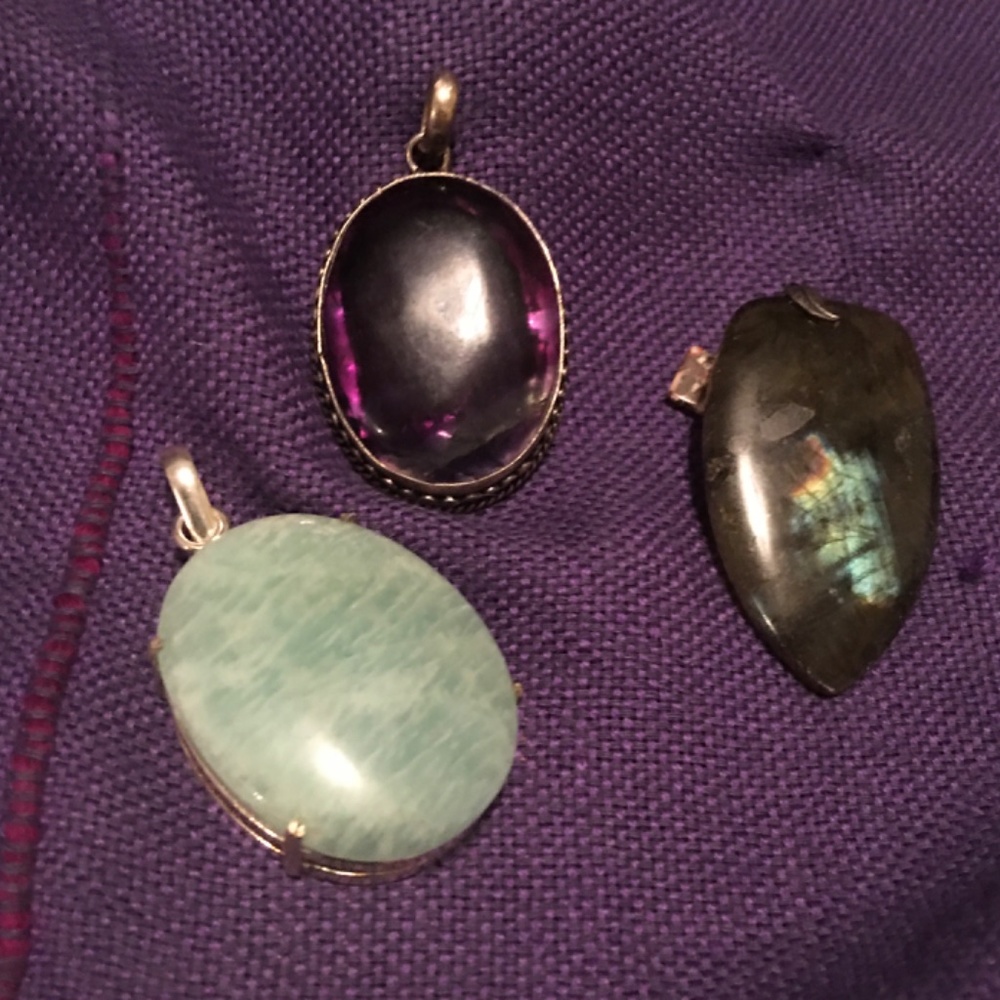 Sale! Substantial Sterling Natural Stone Pendants - Sterling 1/18 or all 3/36